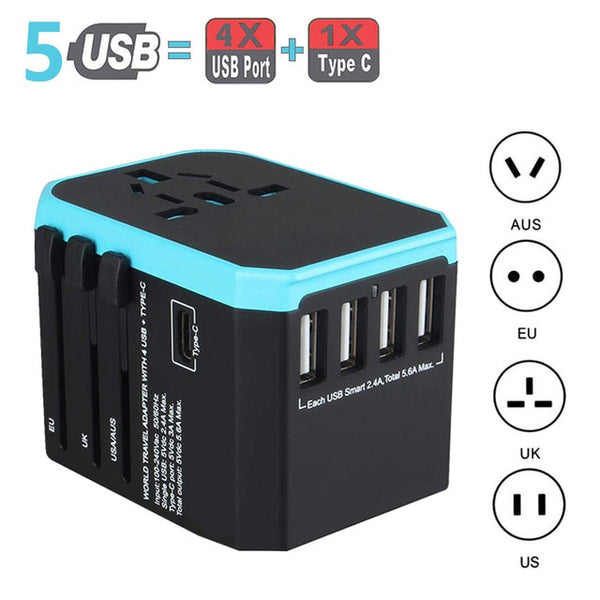 5USB travel adapter Universal Power Adapter Charger worldwide adaptor wall Electric Plugs Sockets Converter for mobile phones - Best idea product