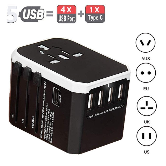 5USB travel adapter Universal Power Adapter Charger worldwide adaptor wall Electric Plugs Sockets Converter for mobile phones - Best idea product