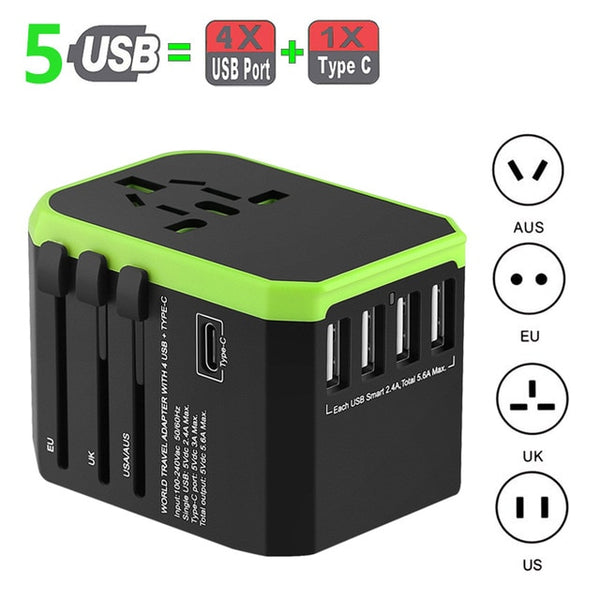 5USB travel adapter Universal Power Adapter Charger worldwide adaptor wall Electric Plugs Sockets Converter for mobile phones - Best idea product