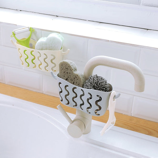 Home Practical Kitchen Storage Basket Without Punching Sucker Hanging Basket Faucet Holder Storage For Kitchen Accessories - Best idea product