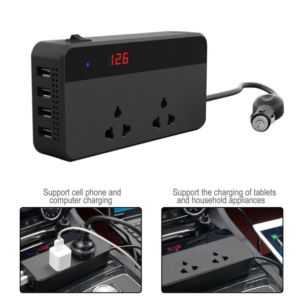 Car Inverters 200W Car Auto Power Inverter DC 12V to AC 220V with 4 USB Ports+ 2 220V Sockets Charger Splitter Car Accessories - Best idea product