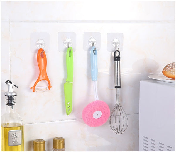 2 pcs  Strong Transparent Wall Hooks Kitchen Holder Bathroom Accessories Wall Storage Hanger Multi-function Hook - Best idea product