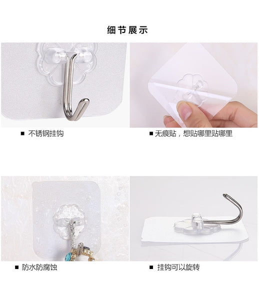 2 pcs  Strong Transparent Wall Hooks Kitchen Holder Bathroom Accessories Wall Storage Hanger Multi-function Hook - Best idea product